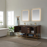 Davenport Walnut Double Sink Bathroom Vanity - The Flooring Factory