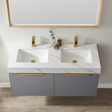 Athena Elegant Grey Double Sink Bathroom Vanity - The Flooring Factory