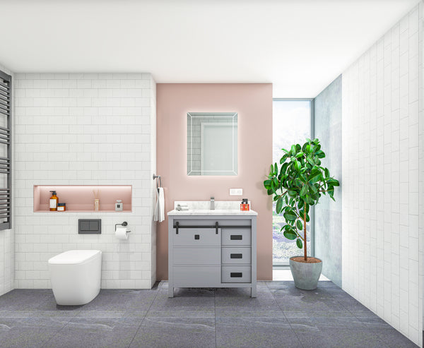 Florentino Gray Single Sink Bathroom Vanity - The Flooring Factory