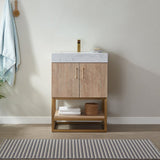 Alyson NA Oak Gold Frame Single Sink Bathroom Vanity - The Flooring Factory