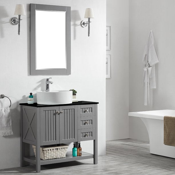 Potenza Grey Single Sink Bathroom Vanity - The Flooring Factory