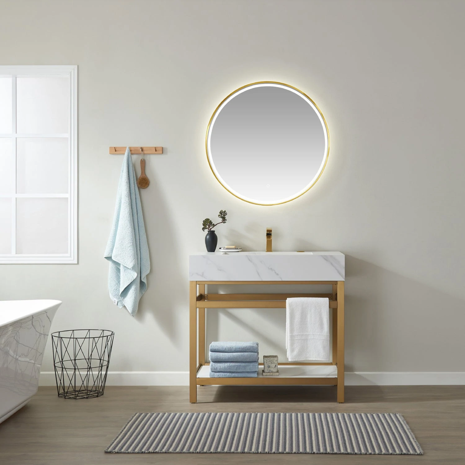 Balboa Gold Single Sink Bathroom Vanity | The Flooring Factory