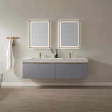 Athena Elegant Grey Double Sink Bathroom Vanity - The Flooring Factory