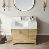 Zion Ash Wood Single Sink Bathroom Vanity - The Flooring Factory