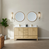 Zion Ash Wood Double Sink Bathroom Vanity - The Flooring Factory
