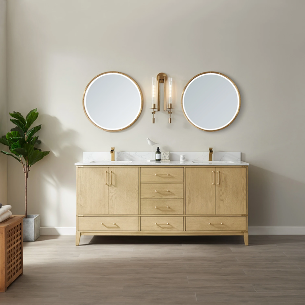 Zion Ash Wood Double Sink Bathroom Vanity - The Flooring Factory