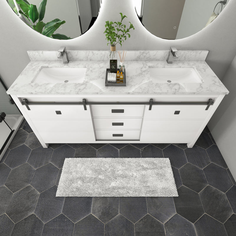 Florentino White Double Sink Bathroom Vanity - The Flooring Factory