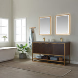 Davenport Walnut Double Sink Bathroom Vanity - The Flooring Factory