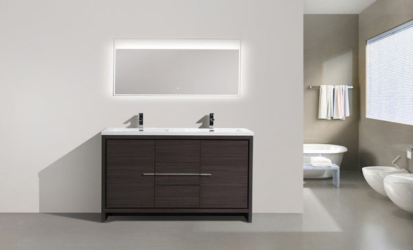 Arya Matte Gray Double Sink Bathroom Vanity - The Flooring Factory