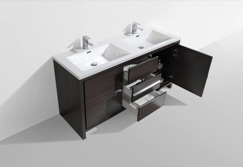 Arya Matte Gray Double Sink Bathroom Vanity - The Flooring Factory