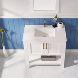 Cortona White Single Sink Bathroom Vanity - The Flooring Factory