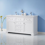Palermo White Double Sink Bathroom Vanity - The Flooring Factory