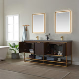 Davenport Walnut Double Sink Bathroom Vanity - The Flooring Factory