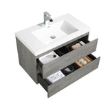 Sienna Cement Gray Single Sink Bathroom Vanity - The Flooring Factory
