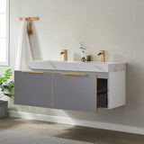 Athena Elegant Grey Double Sink Bathroom Vanity - The Flooring Factory