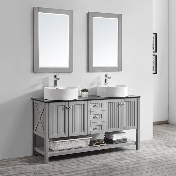 Potenza Grey Double Sink Bathroom Vanity - The Flooring Factory