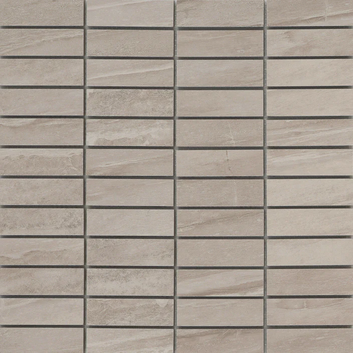 Technique- 1"x 3" Glazed Porcelain on a 12”x12” Mesh Mosaic Tile by Emser - The Flooring Factory