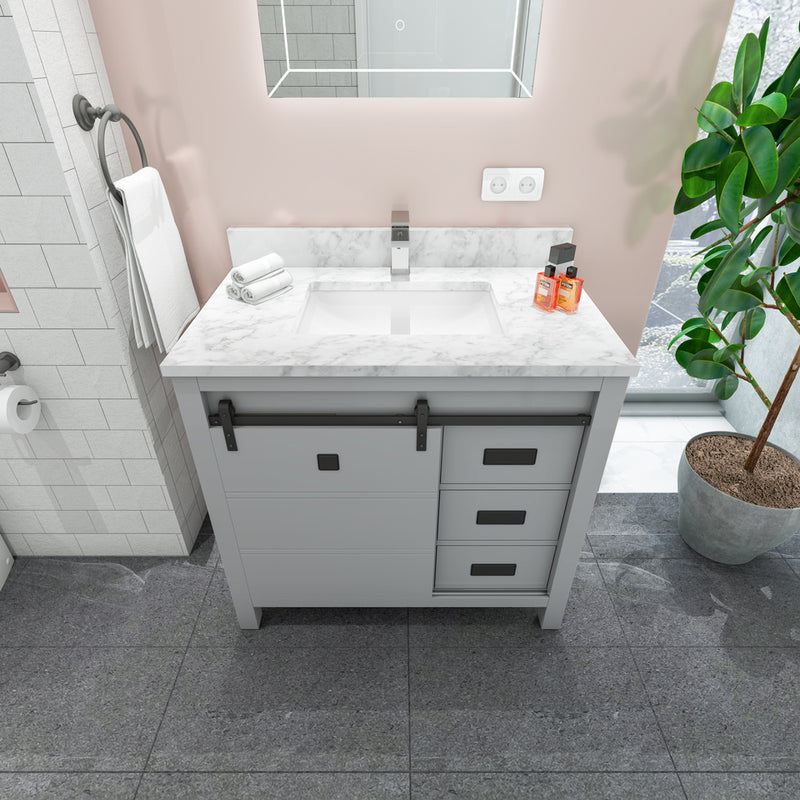 Florentino Gray Single Sink Bathroom Vanity - The Flooring Factory