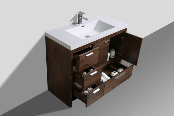 Arya Rose Wood Single Sink Bathroom Vanity/ Left Side Drawers - The Flooring Factory
