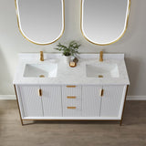Giza White Double Sink Bathroom Vanity - The Flooring Factory