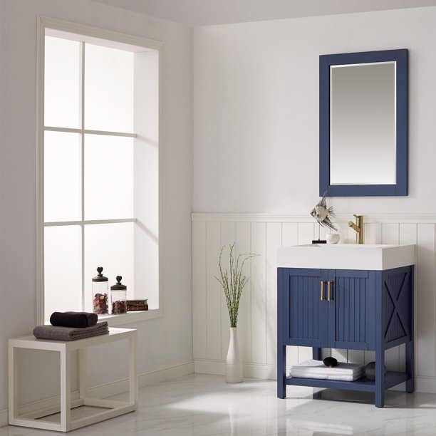 Pompei Royal Blue Single Sink Bathroom Vanity - The Flooring Factory