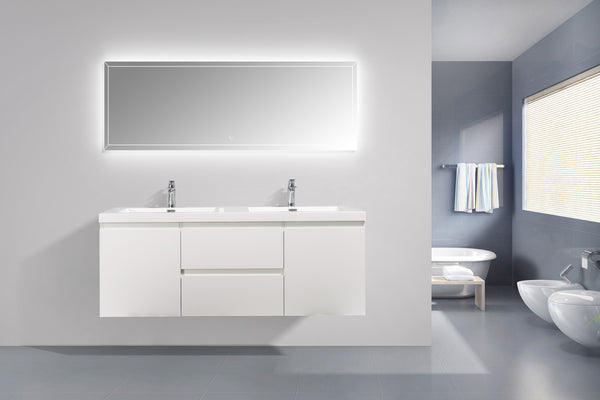 Sienna White Double Sink Bathroom Vanity - The Flooring Factory