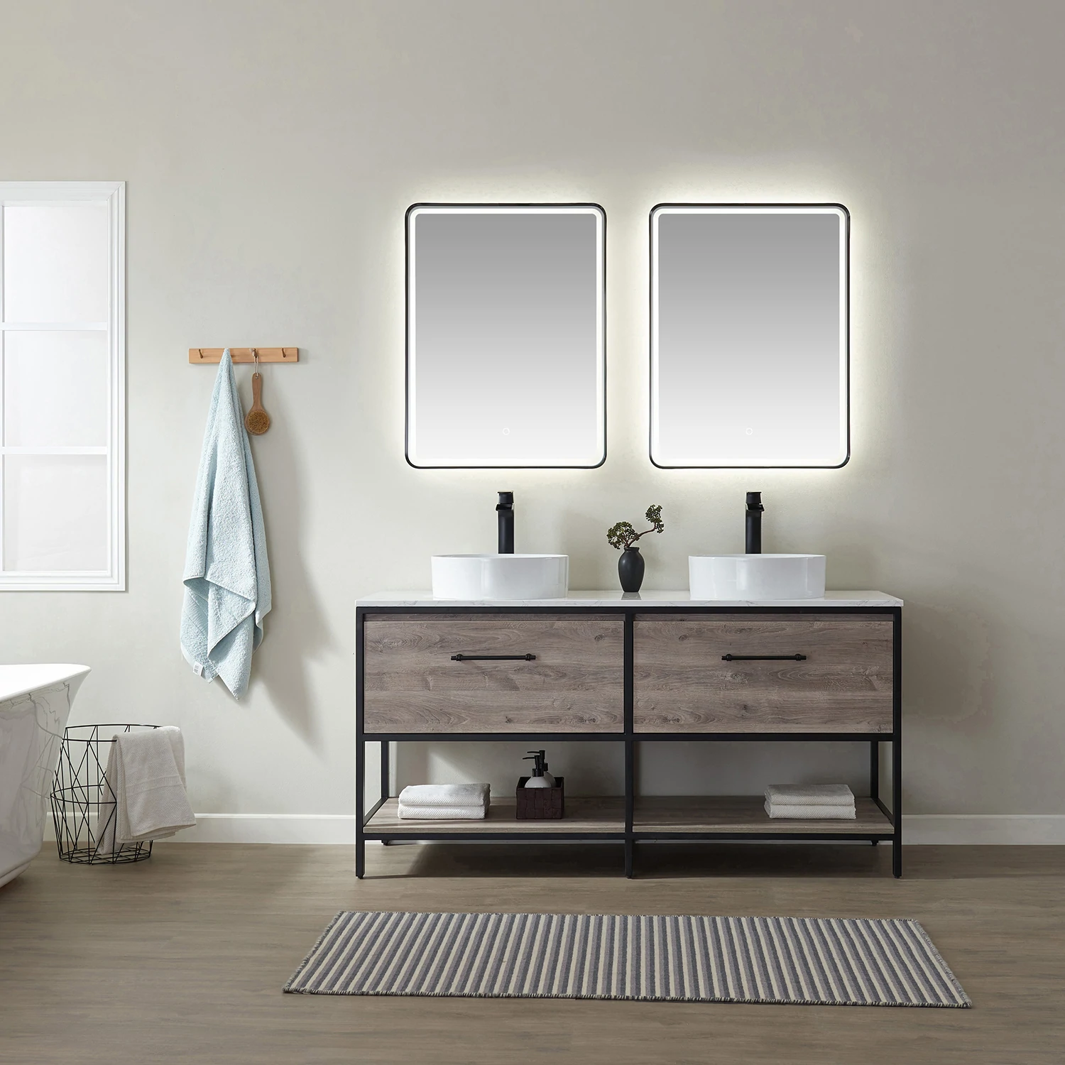 Montreal M Oak Double Sink Bathroom Vanity | The Flooring Factory