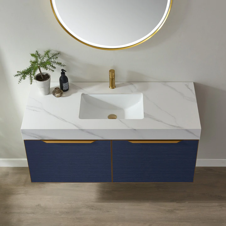 Athena Blue Single Sink Bathroom Vanity - The Flooring Factory