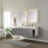 Athena Elegant Grey Double Sink Bathroom Vanity - The Flooring Factory