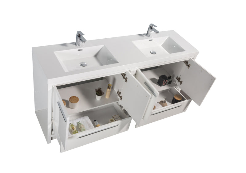 Arya White Double Sink Bathroom Vanity - The Flooring Factory