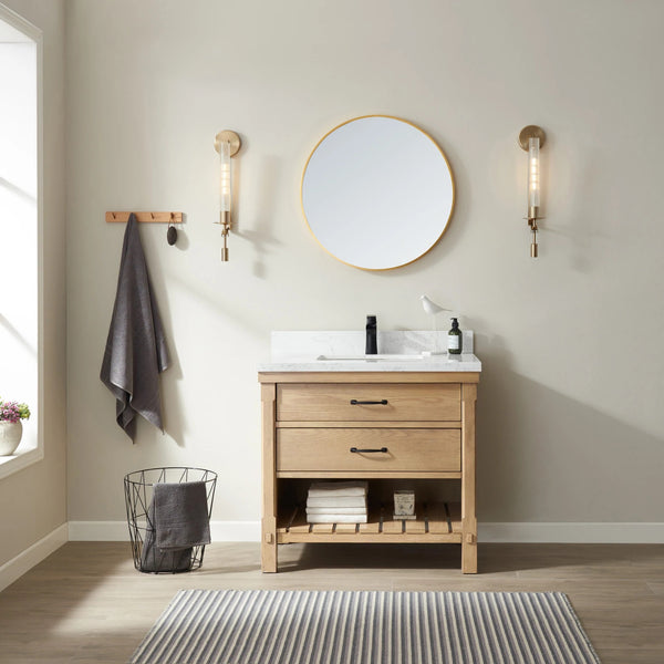 Vineyard Ash Wood Single Sink Bathroom Vanity - The Flooring Factory