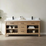 Vineyard Ash Wood Double Sink Bathroom Vanity - The Flooring Factory