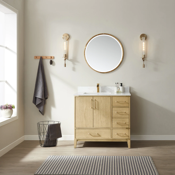 Zion Ash Wood Single Sink Bathroom Vanity - The Flooring Factory