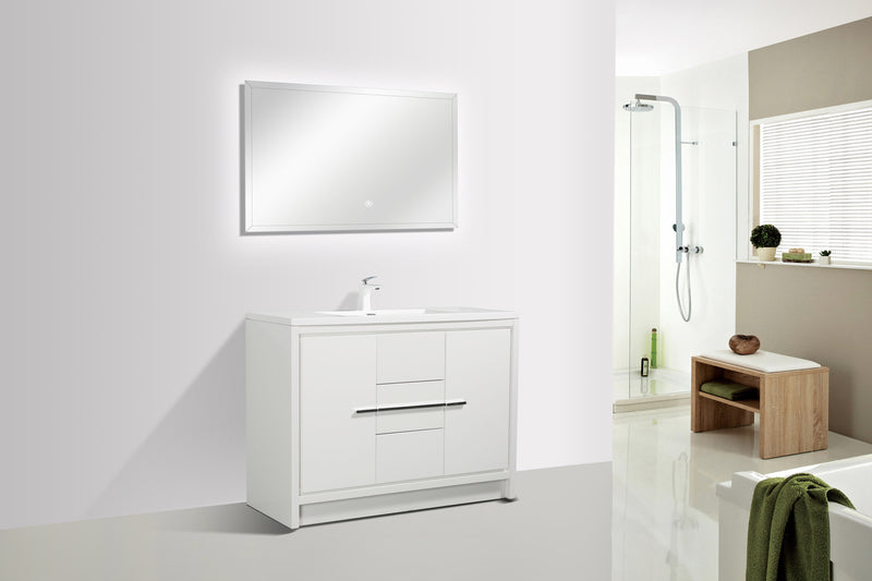 Arya White Single Sink Bathroom Vanity - The Flooring Factory
