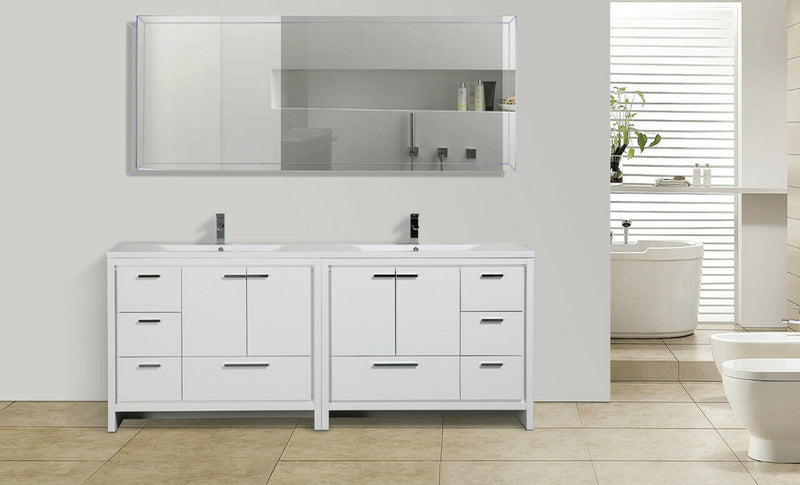 Arya White Double Sink Bathroom Vanity - The Flooring Factory