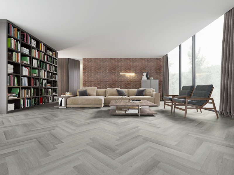 Himalayas Herringbone-Summit Sky SPC- Waterproof Flooring by Garrison - The Flooring Factory