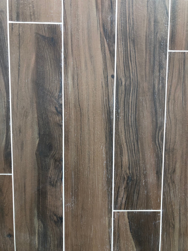 Reclaim Chocolate- 8" X 71" Matte Porcelain Tile by The Flooring Factory - The Flooring Factory