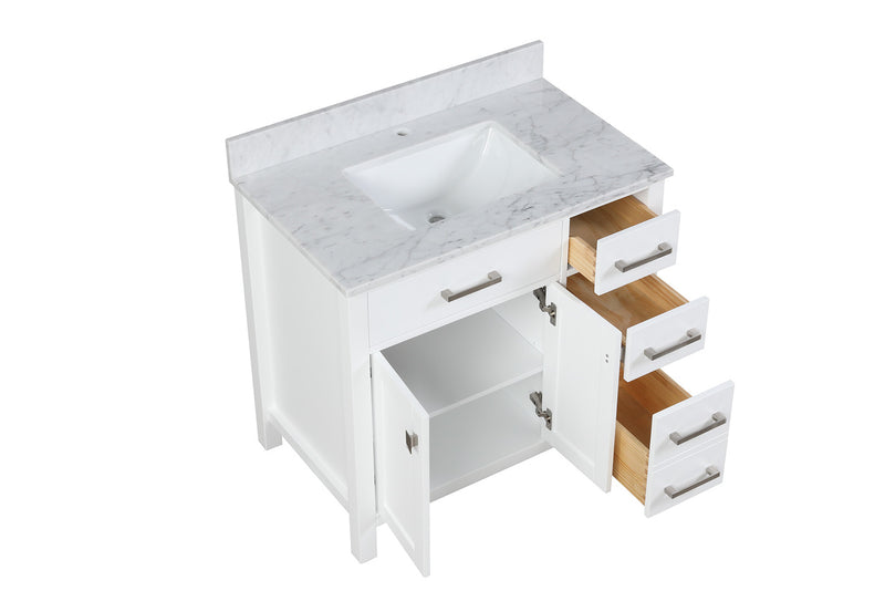 Roman White Single Sink Bathroom Vanity - The Flooring Factory