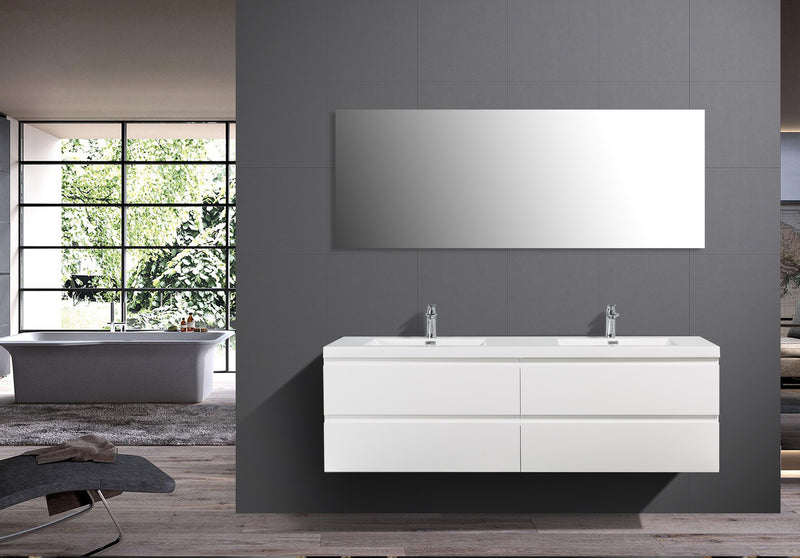 Sienna White Double Sink Bathroom Vanity - The Flooring Factory
