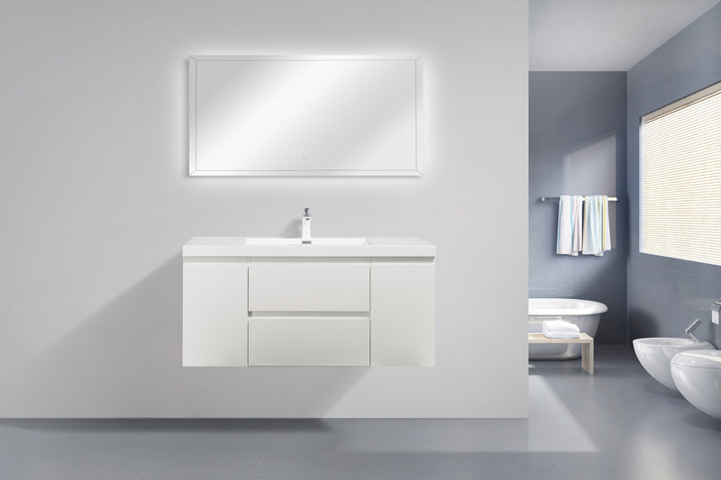 Sienna White Single Sink Bathroom Vanity - The Flooring Factory