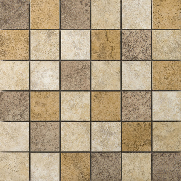 TOLEDO - 2”X2” on 13" X 13" Mesh Mosaic Glazed Ceramic Tile by Emser - The Flooring Factory